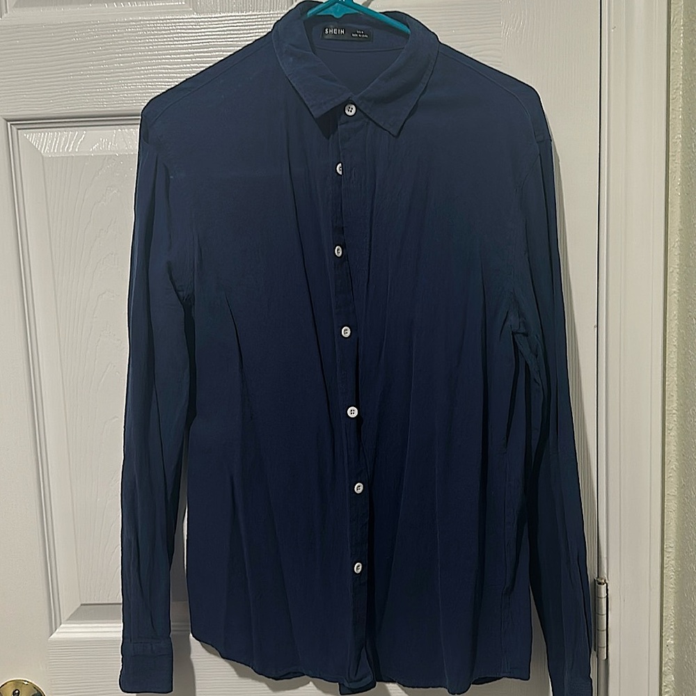 SHEIN Blue button up Medium